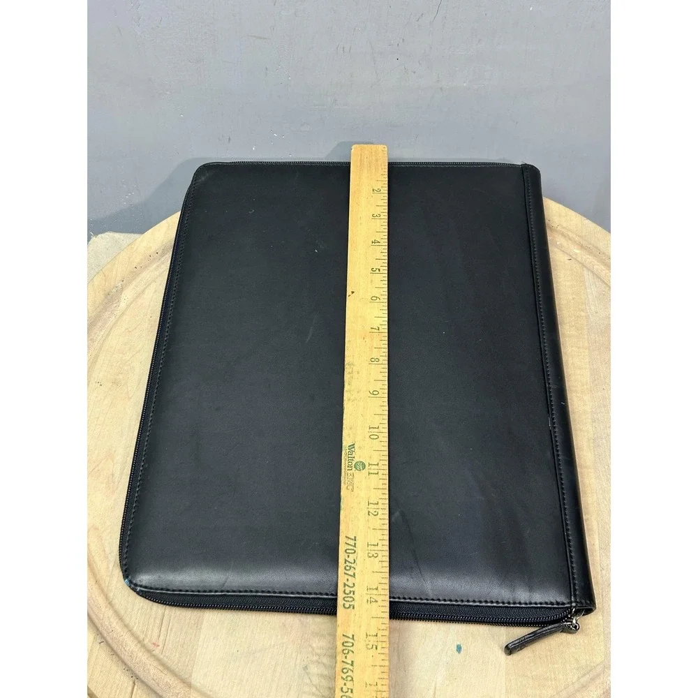 Calvin Klein CK Black Faux Leather Zip Portfolio Padfolio Organizer Case Office